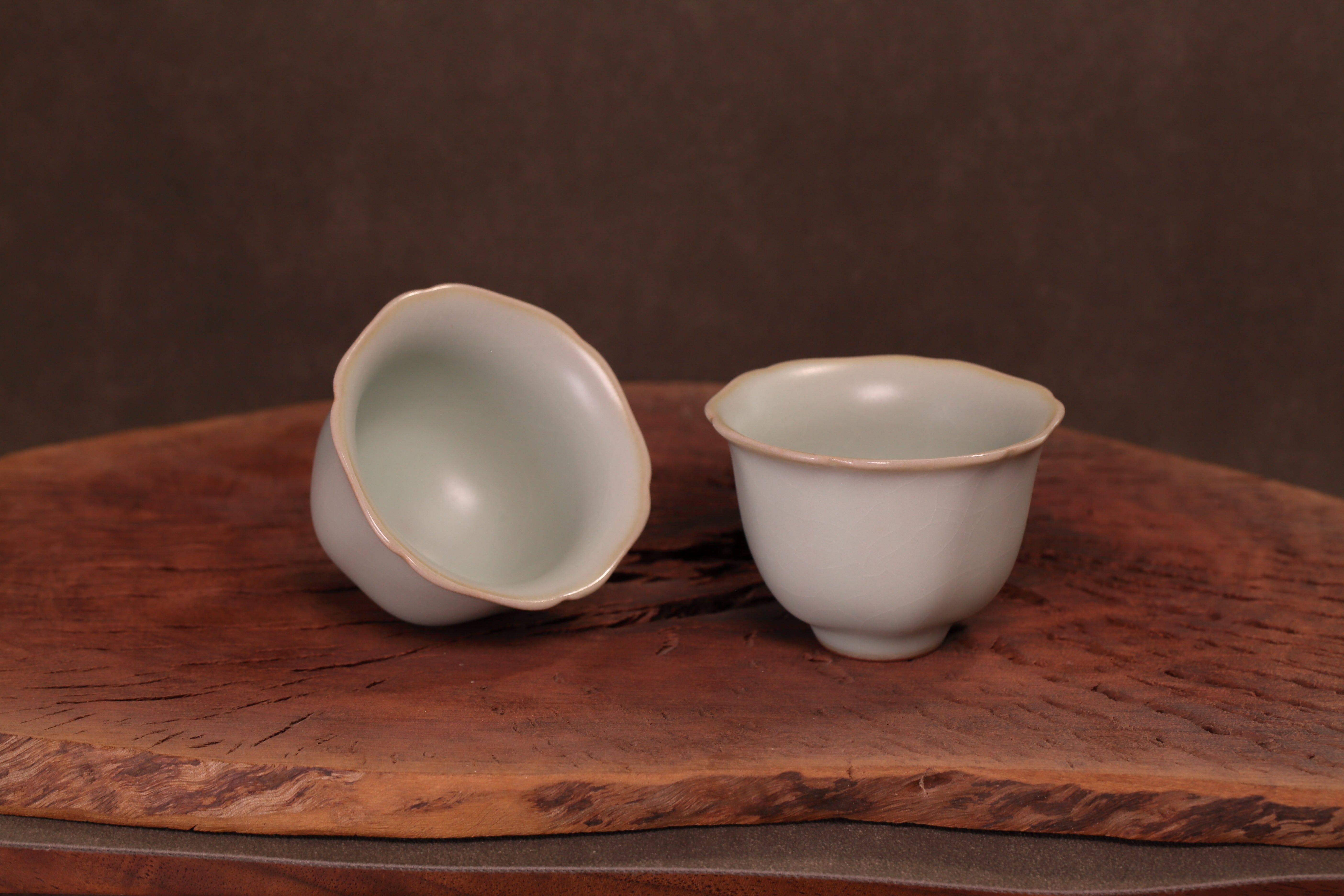 汝窑·天青系列｜葵口杯·对杯（约60ml） – 王老师的选品Kim's selections