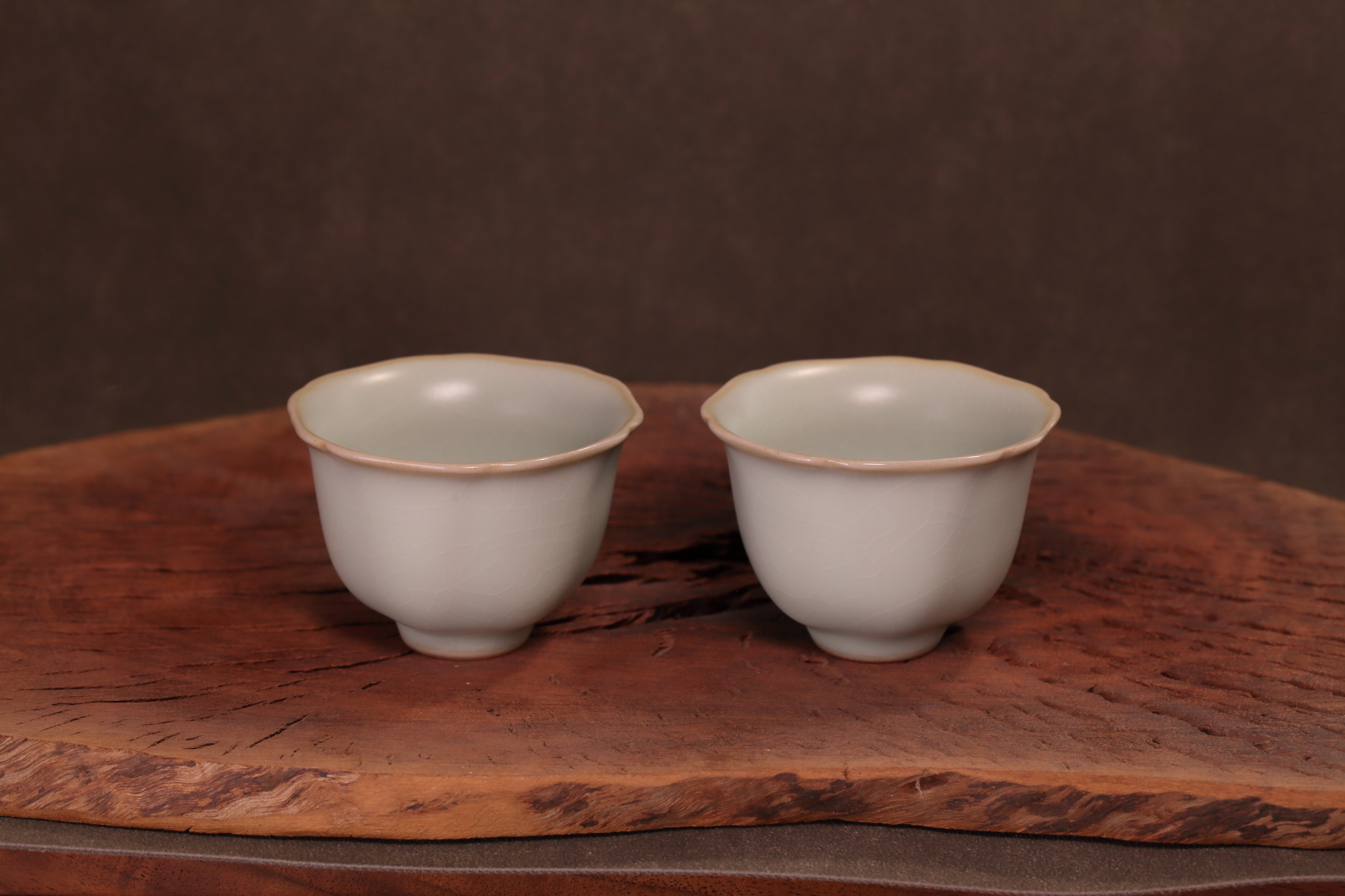 汝窑·天青系列｜葵口杯·对杯（约60ml） – 王老师的选品Kim's selections